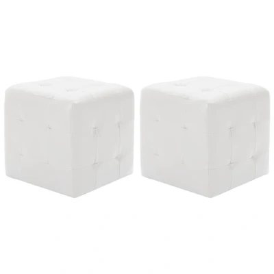 Afbeelding van Poef 2 st 30x30x30 cm kunstleer wit