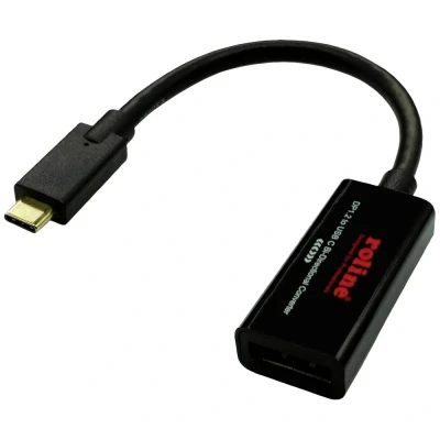 Afbeelding van ROLINE USB Type C DisplayPort, v1.2, bidirectionele kabeladapter, M/F, 0,2 m