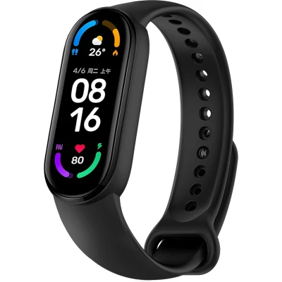 Afbeelding van iMoshion Bandje Geschikt voor Xiaomi Mi band 5 / 6 Siliconen inkliksysteem ronde sluiting Zwart