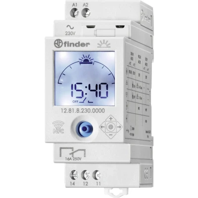Afbeelding van Finder 12.81.8.230.0000 Schakelklok voor DIN rails 230 V/AC 1x wisselcontact 16 A 250 Astronomisch