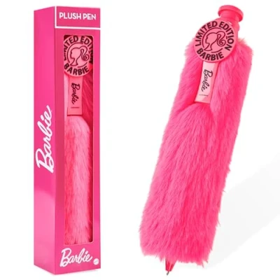 Afbeelding van Barbie Zwarte inkt intrekbare balpen, pluizige fantasie pen geschenken voor haar