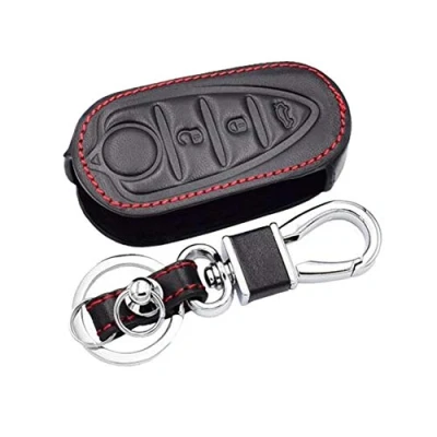 Afbeelding van Happyit Lederen autosleutelhoes voor Alfa Myth 159 GTO Giulietta Romeo 3 Knoppen