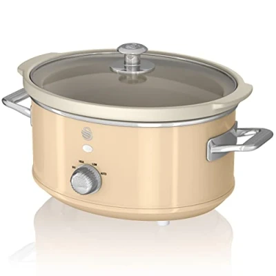 Image de Retro Mijoteuse 35L Poêle Amovible en Céramique Antiadhésive Vintage SWAN SF17021CNEU 200 Crème