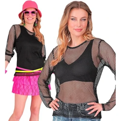 Image de W WIDMANN MILANO Party Fashion Haut en maille Netzoberteil pour femme, Noir, S M