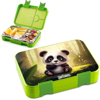 Afbeelding van Jarlson® Toni Lunchbox voor kinderen met vakken, lekvrij, kleuterschool en school, broodtrommel meisjes jongens, (panda)
