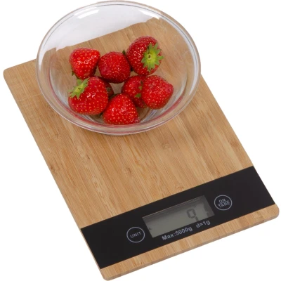 Afbeelding van Digitale keukenweegschaal van bamboe max 5 kilo Precisie weegschaal