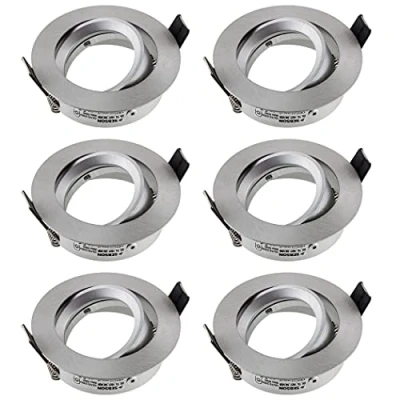Afbeelding van SEBSON 6 x inbouwspot draaibaar plafond incl. GU10 fitting montagegat Ø 75 mm, 84 25 geborsteld aluminium, led/halogeen
