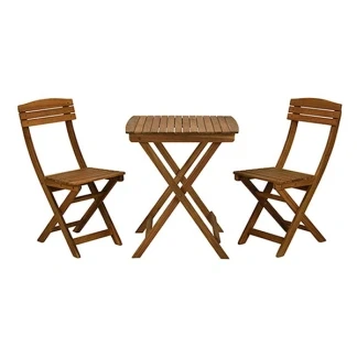 Afbeelding van Ambiance Bistroset 1 Tuintafel 65cm 2 Tuinstoelen 53 x 40 H82 cm Inklapbaar FSC Acaciahout