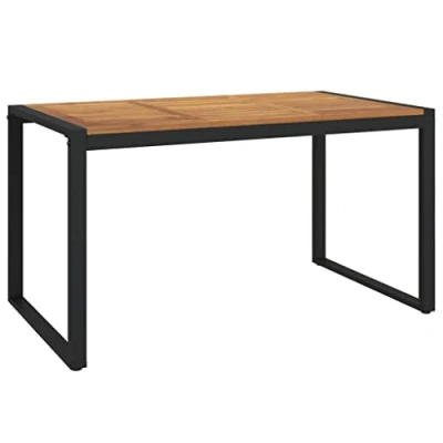 Afbeelding van vidaXL Tuintafel met U vormige poten 140x80x75 cm massief acaciahout