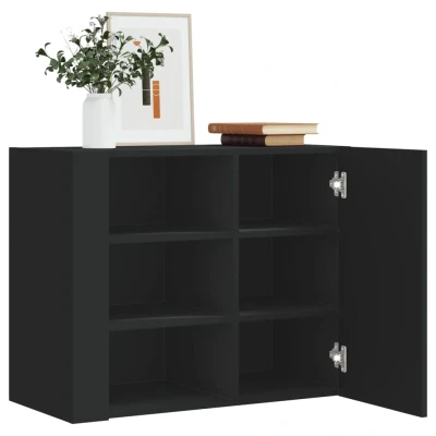 Afbeelding van Wandkast 75x35x60 cm bewerkt hout zwart