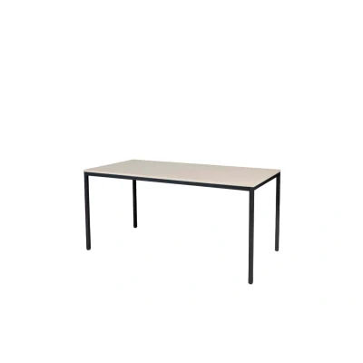 Afbeelding van Domino Basic bureautafel, vaste hoogte met 160x80cm lindberg (licht) eiken 25mm blad en zwart (RAL9005) 4 poot frame