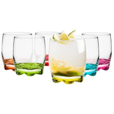 Afbeelding van Set van 6 glazen potten 250 ml, kleurrijke beschilderde vloeren