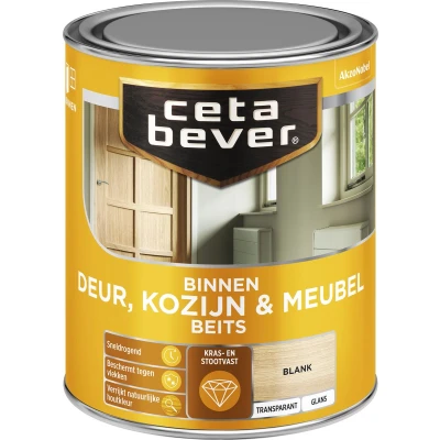 Afbeelding van Ceta Bever Binnenbeits Deur, Kozijn &amp; Meubel Hoogglans Blank 0103 0,75 liter Blanke lak Beits