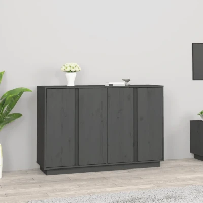 Afbeelding van Dressoir 120x35x80 cm massief grenenhout grijs