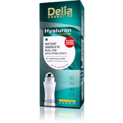 Afbeelding van Delia Cosmetics Hyaluron Fusion Roll On oogcontour lifting effect verstevigend complex direct onder de ogen voor donkere kringen en kraaienpootjes helderdere gladde look 15 ml