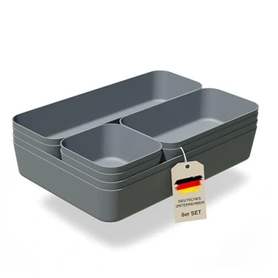 Afbeelding van VMbathrooms® lade organizer set voor elke behoefte Praktische sorteerbakjes Ladeverdeler Uw ideale keuken, kantoor en huishouden (Antraciet)