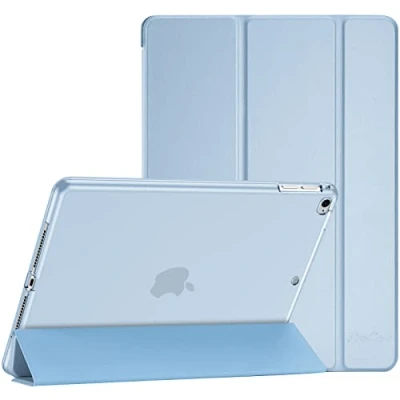 Afbeelding van Procase Schokbestendige hoes voor iPad 9,7 inch 2017/2018 5e / 6e generatie, Air 1/2, robuuste 360 draaibare beschermhoes met polsband, verstelbare schouderriem, blauw