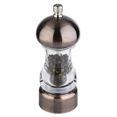 Afbeelding van APS Pepper Pepermolen, koperlook, molen van koolstofstaal, maalgraad traploos instelbaar, afmetingen: 6 x cm, hoogte 15 kleur: koper transparant