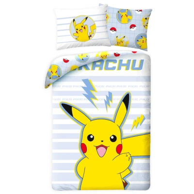 Afbeelding van Pikachu Dekbedovertrek stripes 140 x 200 cm