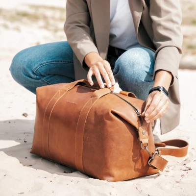 Afbeelding van Leren Weekendtas Cognac Conor