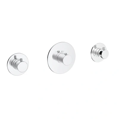 Afbeelding van Wiesbaden Dreams afbouwdeel thermostatische douchekraan met 2 stopkranen chroom