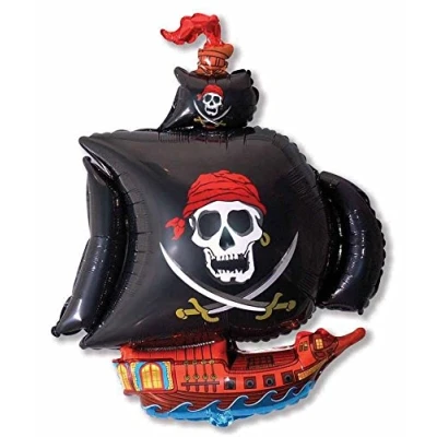 Afbeelding van Ballonim® Piratenschip, zwart, ca. 80 cm, folieballonnen, decoratie voor verjaardagsfeest