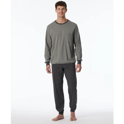 Afbeelding van Schiesser Comfort Essentials Pyjama, Heren, Maat: 56, Anthrazit