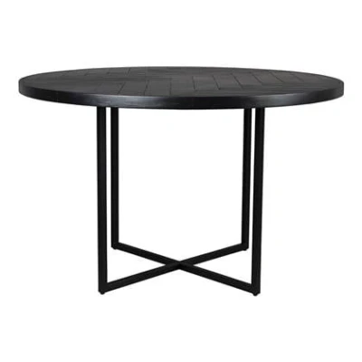 Afbeelding van Dutchbone Class Eettafel Rond 120 cm Acaciahout Zwart