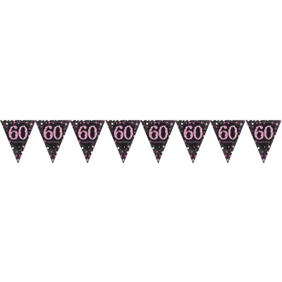 Afbeelding van Vlaggen Slinger 60 Sparkling Zwart Roze 4 mtr per stuk