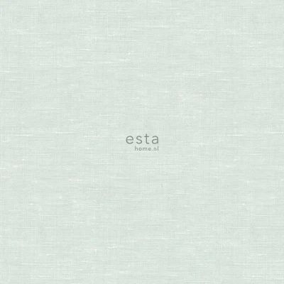 Afbeelding van krijtverf eco texture vliesbehang effen uni met linnen textiel structuur vergrijsd licht pastel mint groen 148694 ESTAhome