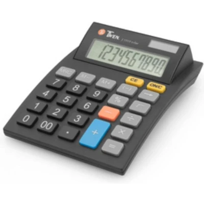 Afbeelding van Twen J 1010 Bureaurekenmachine Zwart Aantal displayposities: 10 werkt op zonne energie, batterijen (b x h d) 112 40 141 mm