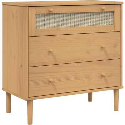 Afbeelding van vidaXL Ladekast SENJA rattan look 80x40x80 cm massief grenenhout bruin