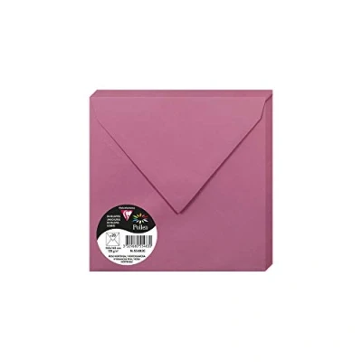 Afbeelding van Clairefontaine 55483C verpakking met 20 enveloppen, rubber, vierkant (16,5 x 16,5 cm) 120 g/m² kleur hortensiaroze uitnodigingen voor evenementen en pasvorm serie pollen premium papier glad
