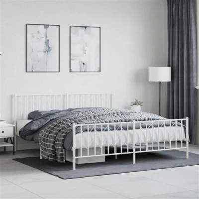 Afbeelding van vidaXL Bedframe met hoofd en voeteneinde metaal wit 180x200 cm