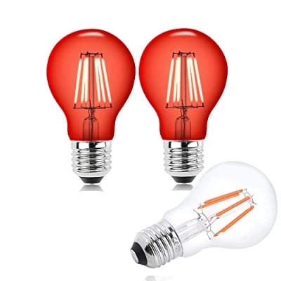 Afbeelding van Bonlux 2 x 6 W rode ledlampen, E27 A60, decoratieve ledlampen met glasfilament, rood gloeidraad, vervanging voor gloeilamp, 60 W, geschikt omgevingsverlichting