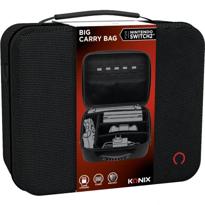 Afbeelding van Konix Sacoche de protection et transport Big Carry Case console Nintendo Switch 2 Filets rangement accessoires 14 compartiments jeux Noir