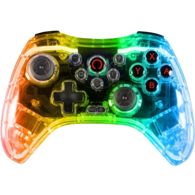 Afbeelding van Konix Manette sans fil Crystal Nintendo Switch, Switch OLED et PC Autonomie 10 h Bluetooth 5.0 EDR Éclairage LED RVB réglable Transparent
