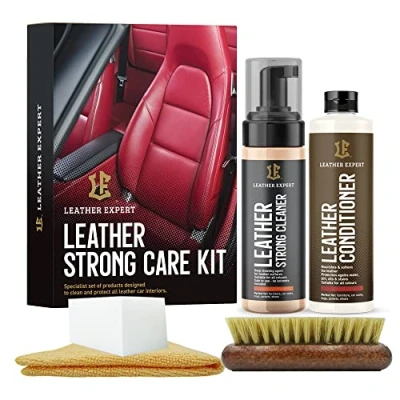 Afbeelding van Leather Expert &quot;Cura forte kit&quot; 200 ml + 250 autoleerreinigingsset leerverzorging auto leerreiniging autoverzorgingsset
