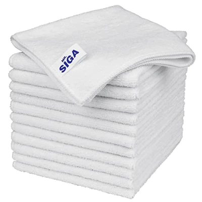 Afbeelding van MR.SIGA 12 stuks reinigingsdoeken, microvezel handdoeken, multifunctionele doek, reinigingsdoek, afmetingen 32 x cm, wit