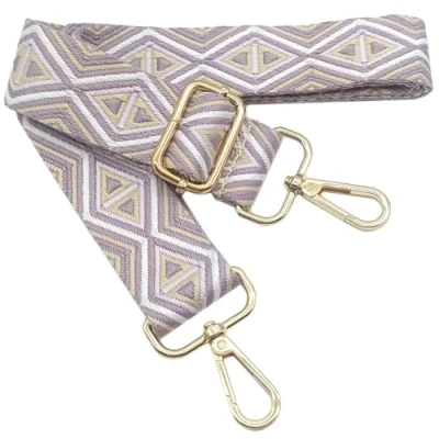 Afbeelding van Kleurrijke verstelbare schouderriem voor damestassen, beige, paars, 80 130 cm, tasriem met gouden karabijnhaak, duurzaam schoudertas, gitaar, moderne tassen, accessoires, 3,8 1207