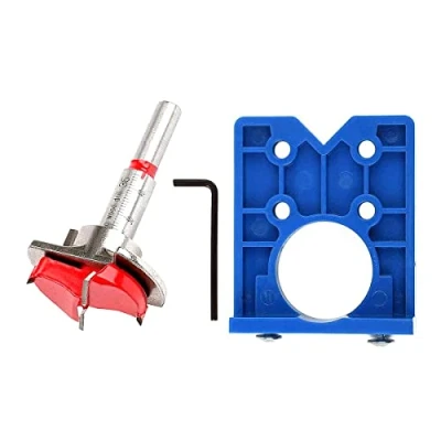 Afbeelding van WANGCL 35 mm verborgen scharnierboorsjabloon voor kastscharnieren en montageplaten, houtbewerking, doe het zelf blauw