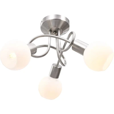 Afbeelding van Plafondlamp met keramieken bolvormige kappen voor 3xE14 wit