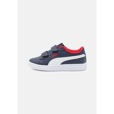 Afbeelding van Puma Smash Sneakers laag voor kinderen, Maat: 34, Navy white for all time red Leer/ synthetisch