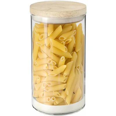 Afbeelding van Five® Voorraadpotten houten deksel Transparant Stapelbaar &amp; Luchtdicht Medium (9,5 x 18 cm)