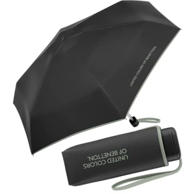 Afbeelding van Benetton Zakparaplu Ultra Mini Flat Solid, Zwart ijsberg groen