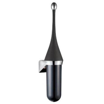 Afbeelding van Marplast Toiletborstel A65801NE Muurbevestiging Zwart met chroom vervangbare nylon borstel kop