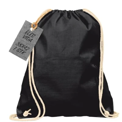 Afbeelding van katoenen sporttas 1 stuk 38 x 42 cm rugzak stoffen tas tas, jute OEKO TEX® geteste dames &amp; heren, kinder gymtas voor schilderen in zwart
