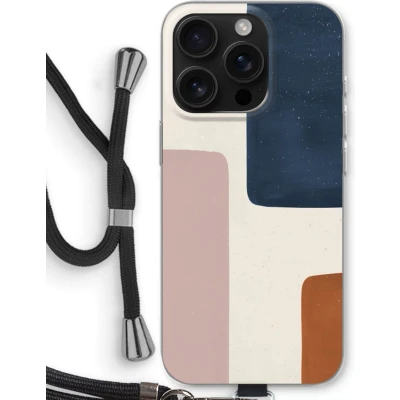 Afbeelding van Case Company® hoesje met Koord geschikt voor iPhone 16 Pro Geo #5 Telefoonhoesje Zwart Bescherming aan alle Kanten en Over de Schermrand