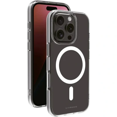 Afbeelding van Vivanco MAG STEADY Backcover Apple iPhone 16 Pro Transparant Inductieve lading, Zanddicht, Spatwaterdicht, Stofdicht