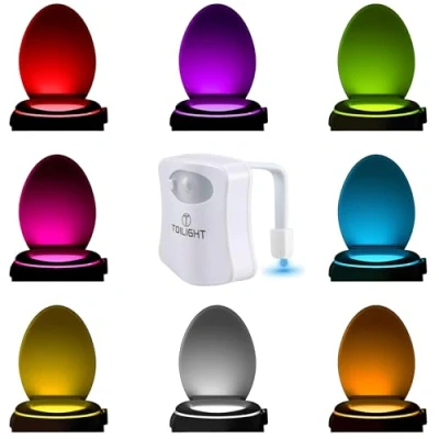 Afbeelding van Led toiletbekerlicht: schattige lamp geactiveerd door bewegingssensor. Nieuw in lichtgevende badkamergadgets. Het perfecte cadeau voor jongens vriend mama papa